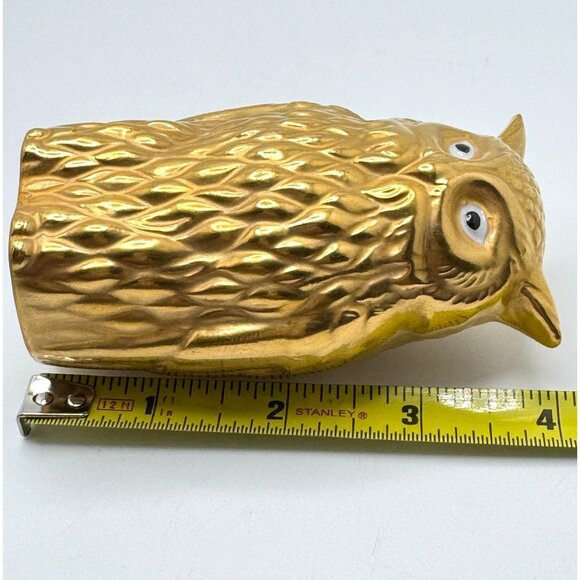 Gold Ceramic Owl Figurines With Textured Design Set Of 3 Vintage - Picture 6 of 12
